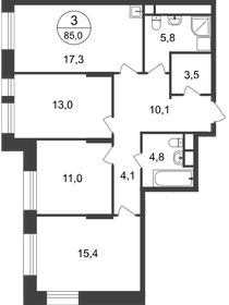 83 м², 3-комнатная квартира 20 900 000 ₽ - изображение 82