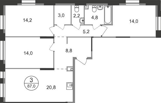 87 м², 3-комнатная квартира 18 754 680 ₽ - изображение 13