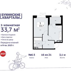 Квартира 33,7 м², 1-комнатная - изображение 3