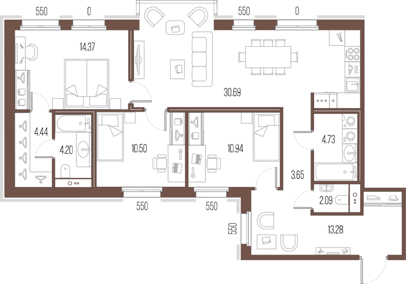98,9 м², 3-комнатная квартира 33 454 488 ₽ - изображение 13