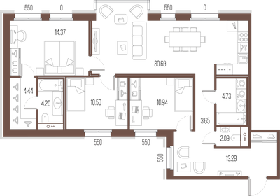 98,9 м², 3-комнатная квартира 33 454 488 ₽ - изображение 1