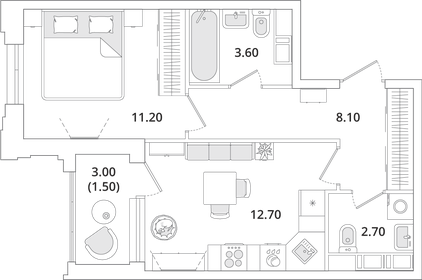 39,2 м², 1-комнатная квартира 7 530 904 ₽ - изображение 129