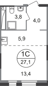 27,1 м², квартира-студия 8 182 590 ₽ - изображение 18