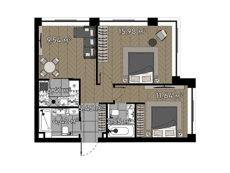 57 м², 3-комнатная квартира 29 270 064 ₽ - изображение 1