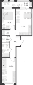 56,5 м², 2-комнатная квартира 10 829 999 ₽ - изображение 87