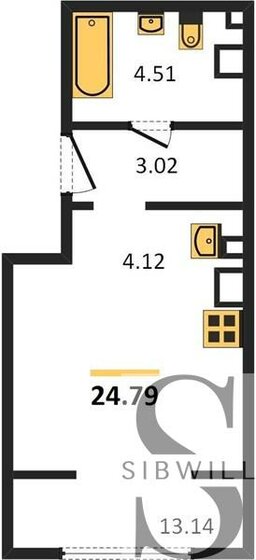 24,8 м², квартира-студия 4 410 000 ₽ - изображение 1