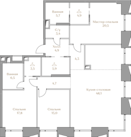 Квартира 145,2 м², 3-комнатная - изображение 1