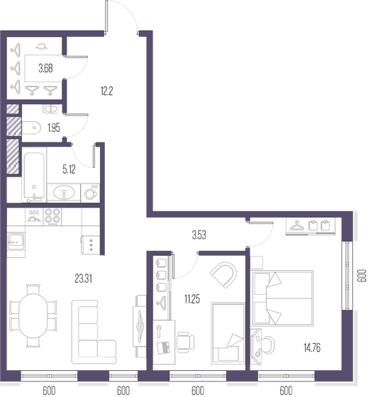 75,8 м², 2-комнатная квартира 27 030 280 ₽ - изображение 1