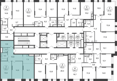 82,1 м², 3-комнатная квартира 17 600 000 ₽ - изображение 143