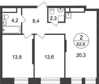 60,8 м², 2-комнатная квартира 15 542 420 ₽ - изображение 34