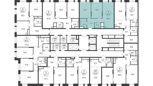 Квартира 59,4 м², 2-комнатная - изображение 2