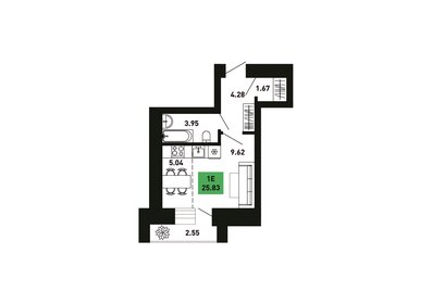 Квартира 25,8 м², 1-комнатная - изображение 1