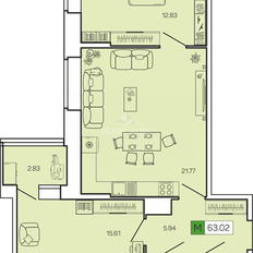 Квартира 63 м², 3-комнатная - изображение 2