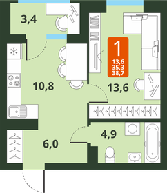 38,6 м², 1-комнатная квартира 4 970 000 ₽ - изображение 90
