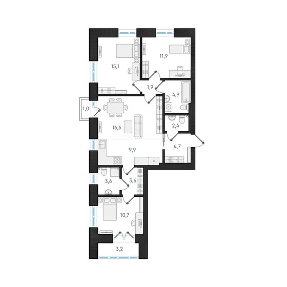 85,3 м², 4-комнатная квартира 15 650 000 ₽ - изображение 1