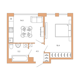 Квартира 40,1 м², 1-комнатная - изображение 1