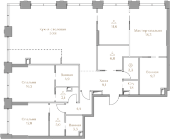 186 м², 3-комнатная квартира 186 000 000 ₽ - изображение 106