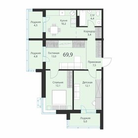 69,9 м², 2-комнатная квартира 8 300 000 ₽ - изображение 7