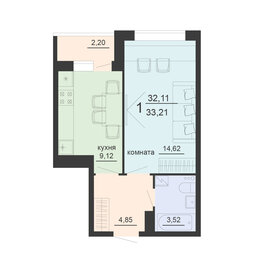 Квартира 33,2 м², 1-комнатная - изображение 1