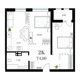 Квартира 75 м², 2-комнатная - изображение 1