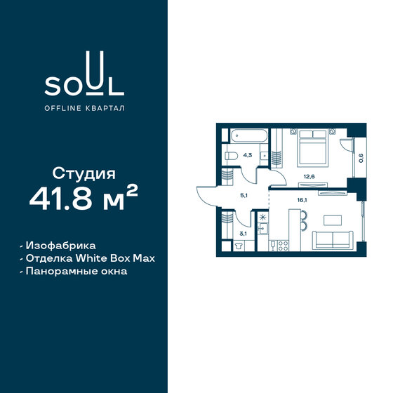 41,8 м², 1-комнатная квартира 21 309 640 ₽ - изображение 1