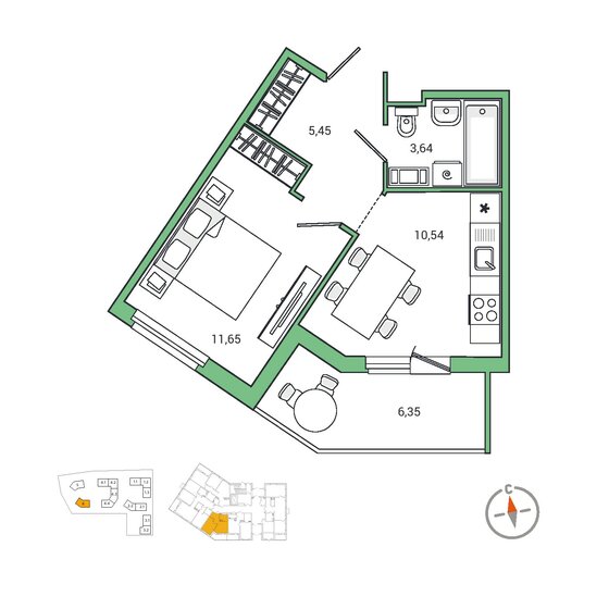 37,6 м², 1-комнатная квартира 6 323 410 ₽ - изображение 15