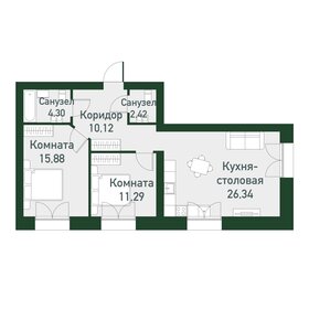 Квартира 72,7 м², 2-комнатная - изображение 1