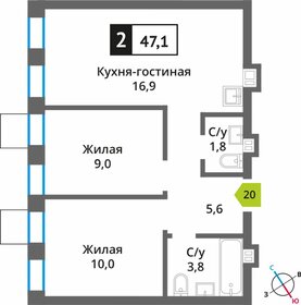47,1 м², 2-комнатная квартира 8 223 660 ₽ - изображение 65