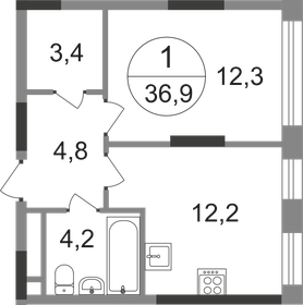 Квартира 36,9 м², 1-комнатная - изображение 1