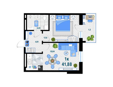 46,5 м², 1-комнатная квартира 5 300 000 ₽ - изображение 12