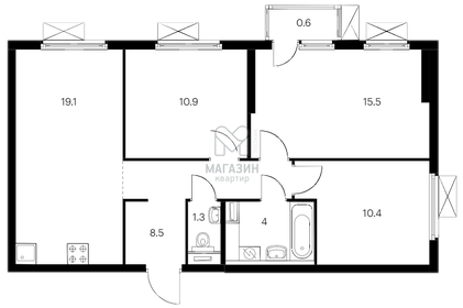 Квартира 70,3 м², 3-комнатная - изображение 1