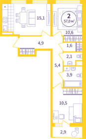 58,5 м², 2-комнатная квартира 8 750 000 ₽ - изображение 70