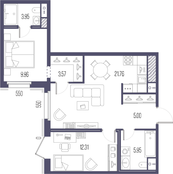 62,5 м², 2-комнатная квартира 24 093 750 ₽ - изображение 14