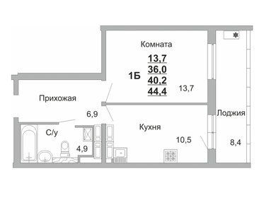 43,5 м², 1-комнатная квартира 6 000 000 ₽ - изображение 3