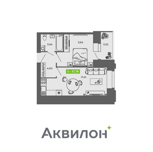 37,8 м², 1-комнатная квартира 4 778 869 ₽ - изображение 1