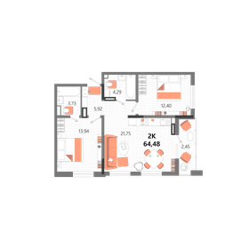 56 м², 2-комнатная квартира 9 200 000 ₽ - изображение 14