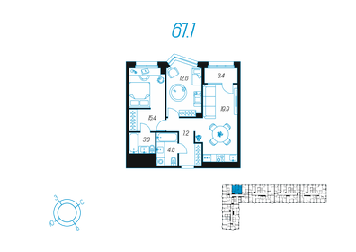 73,6 м², 2-комнатная квартира 10 249 192 ₽ - изображение 29