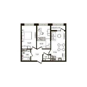 Квартира 60,3 м², 2-комнатная - изображение 1