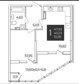 Квартира 40,2 м², 1-комнатная - изображение 1