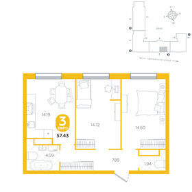 56,8 м², 3-комнатная квартира 6 580 000 ₽ - изображение 15