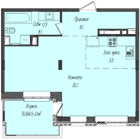 Квартира 50,8 м², 1-комнатная - изображение 1