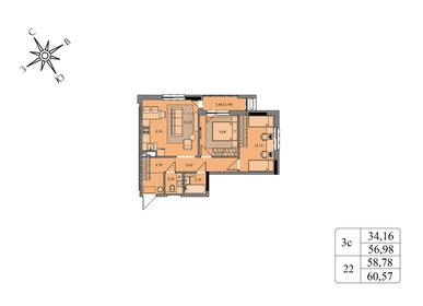 58,8 м², 3-комнатная квартира 5 050 000 ₽ - изображение 20