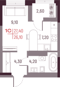 Квартира 26,1 м², 1-комнатная - изображение 1