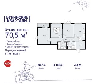 72,1 м², 3-комнатная квартира 16 899 000 ₽ - изображение 72