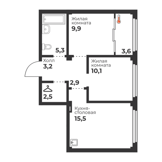49,4 м², 2-комнатная квартира 9 005 620 ₽ - изображение 19