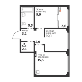 Квартира 49,8 м², 2-комнатная - изображение 1