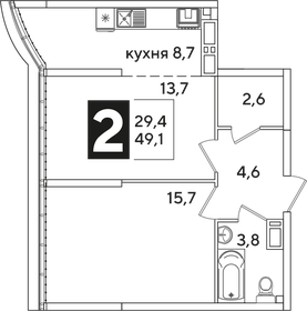 50 м², 2-комнатная квартира 7 500 000 ₽ - изображение 63