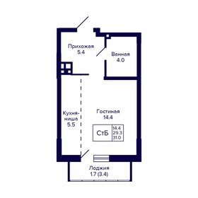 Квартира 31 м², студия - изображение 1