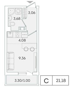 21,2 м², квартира-студия 3 765 431 ₽ - изображение 87