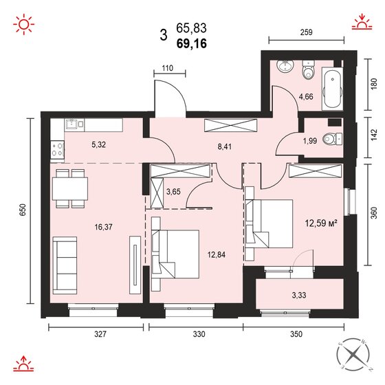 67 м², 3-комнатная квартира 8 700 000 ₽ - изображение 78